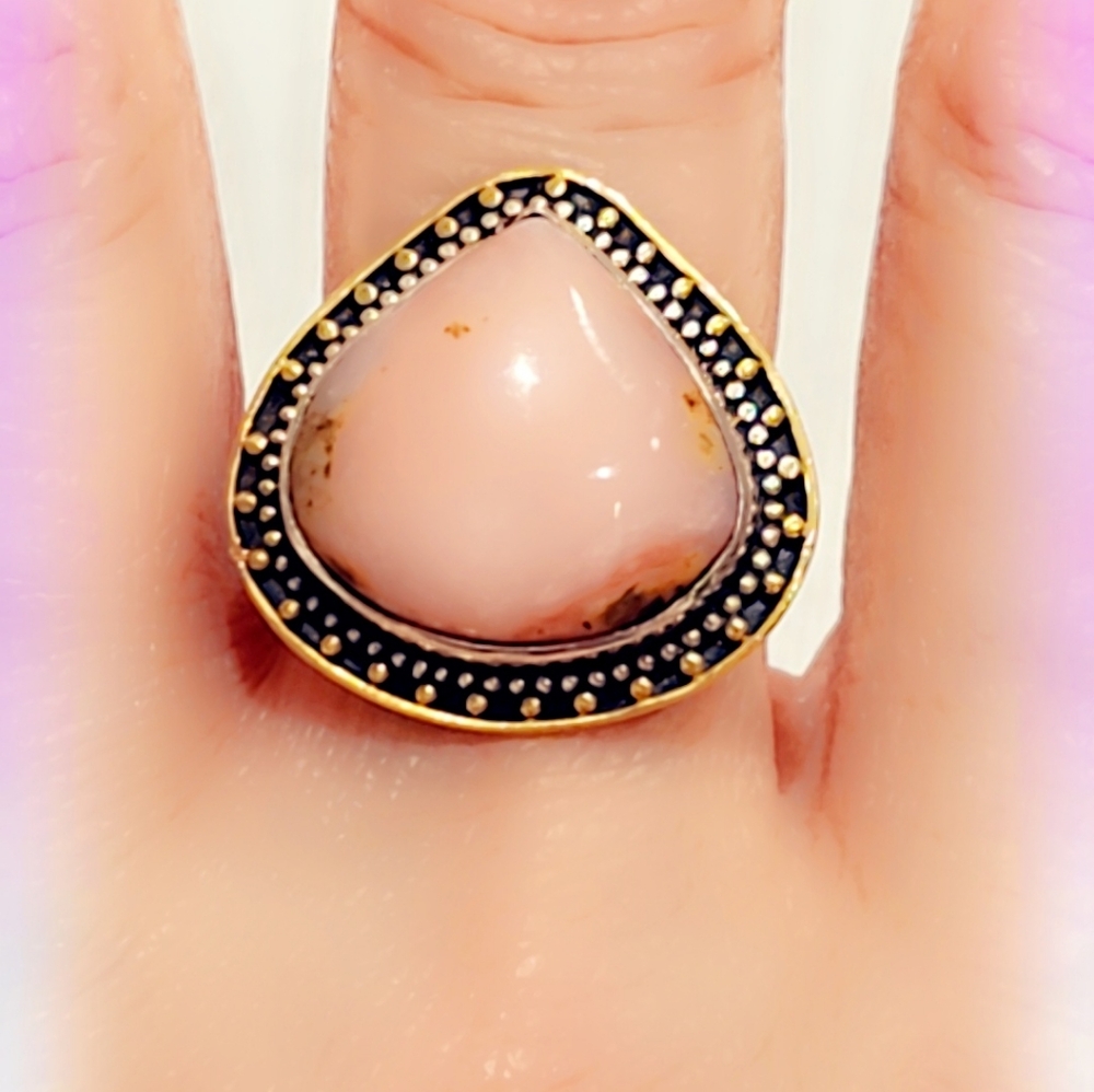 Pink Opal Sterling Silver Gemstone Ring